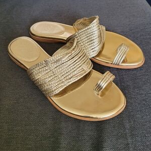 Vince Camuto gold flat sandals. Size 8